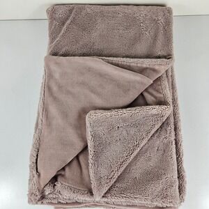 UnHide Lil' Marsh Mocha Shar Pei Faux Fur Throw Blanket Vegan Plush Reversible 2